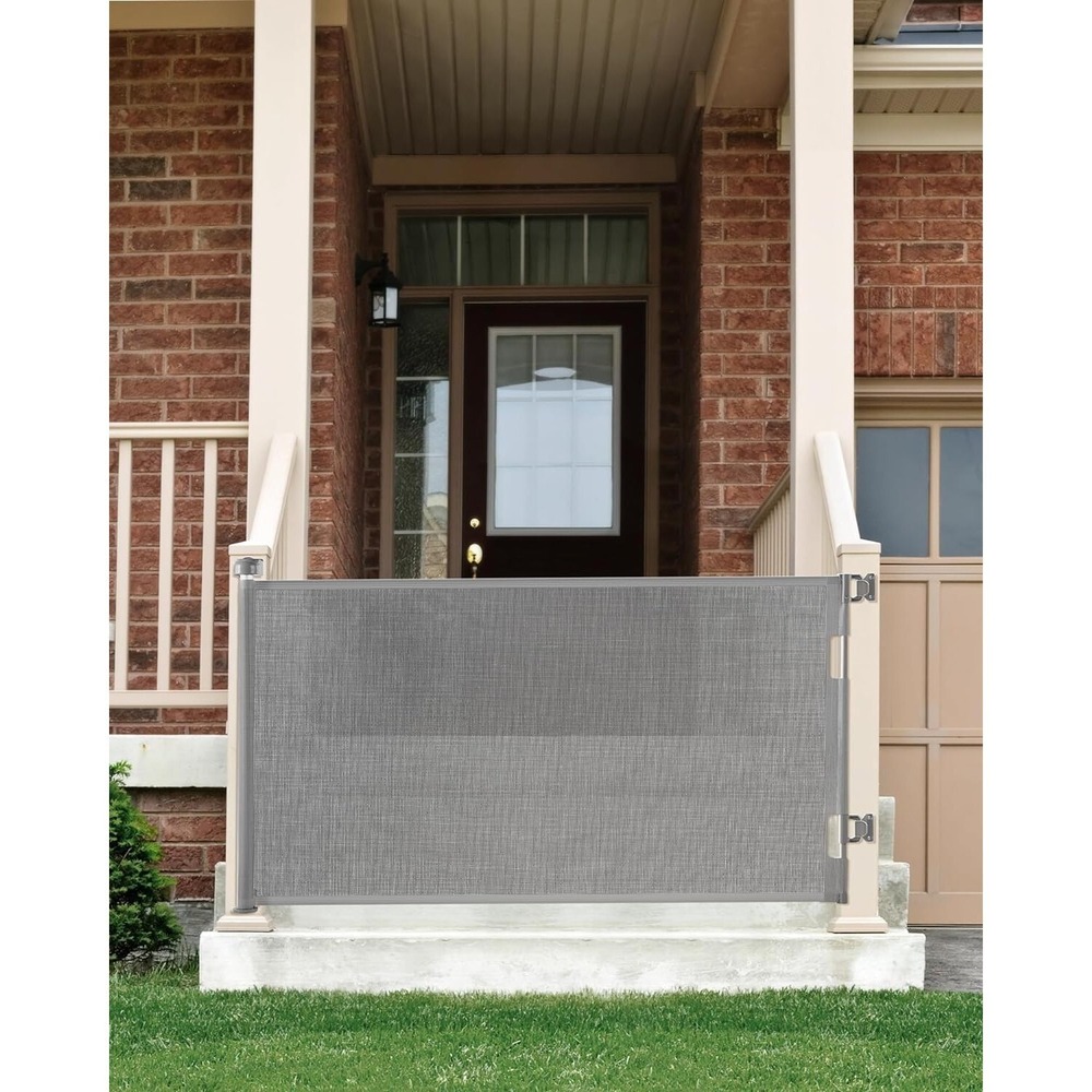 Cumbor Baby Pet Mesh Gate 33" Tall Retractable Barrier Extends to 55" for Stairs - Picture 7 of 11